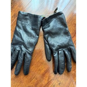 G. Marino Black Italian Leather Gloves Wool Lined Made Italy Size 7.5 RN 59478